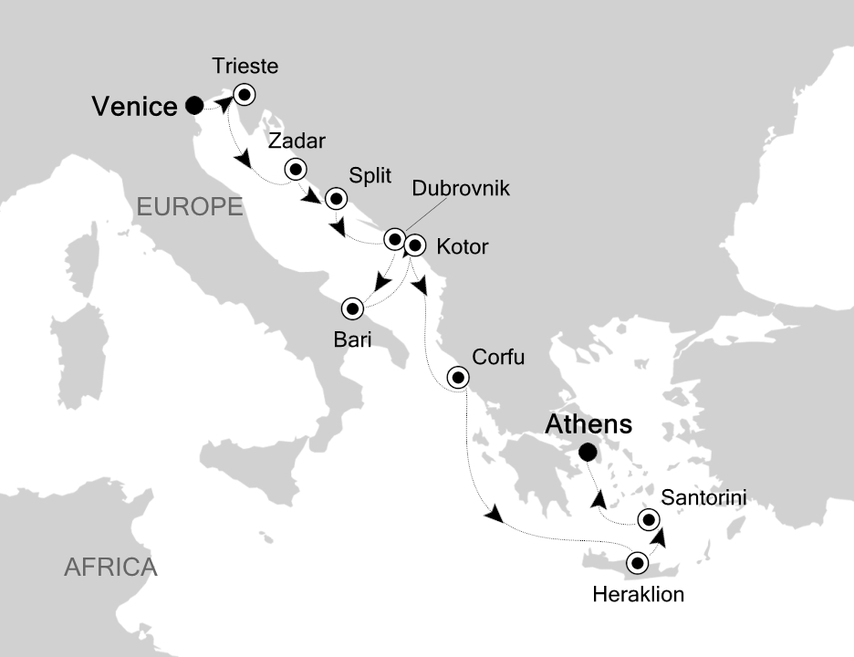 Mediterranean Cruise Itinerary Map